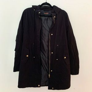 Hooded black utility jacket size M